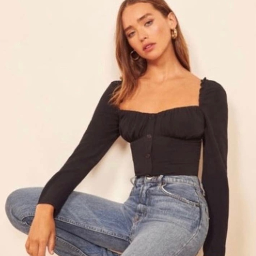 Reformation Black Kassandra Top
